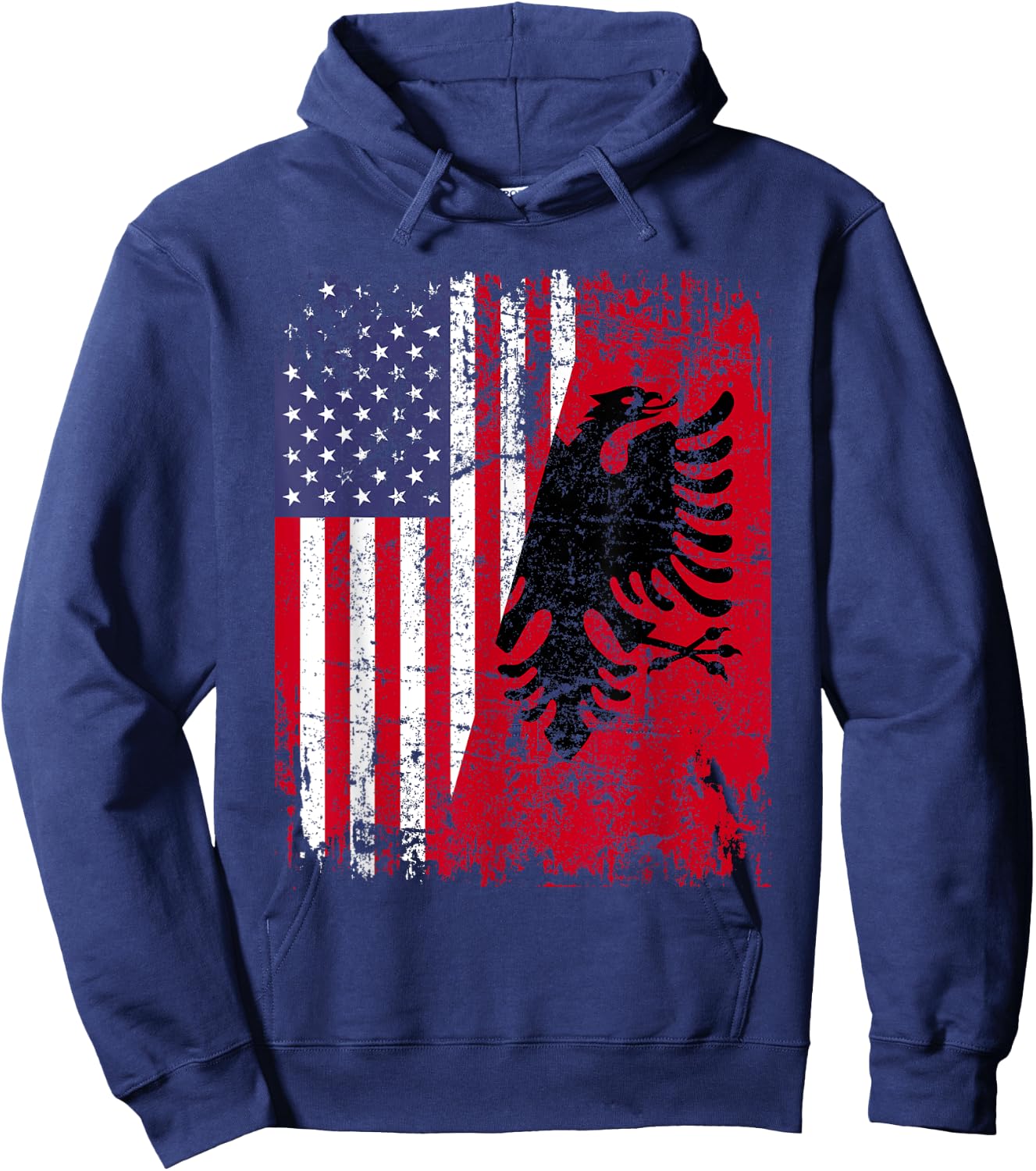 ALBANIAN ROOTS | Red Eagle | ALBANIA American Flag Hoodie - Hoodie | Navy