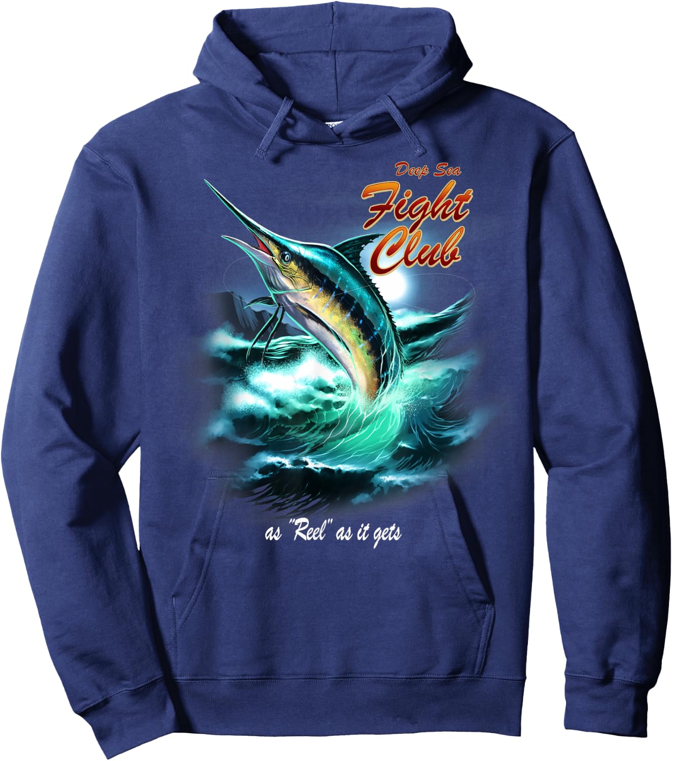 Deep Sea Fight Club Marlin Reel As It Gets Hoodie - Hoodie | Navy