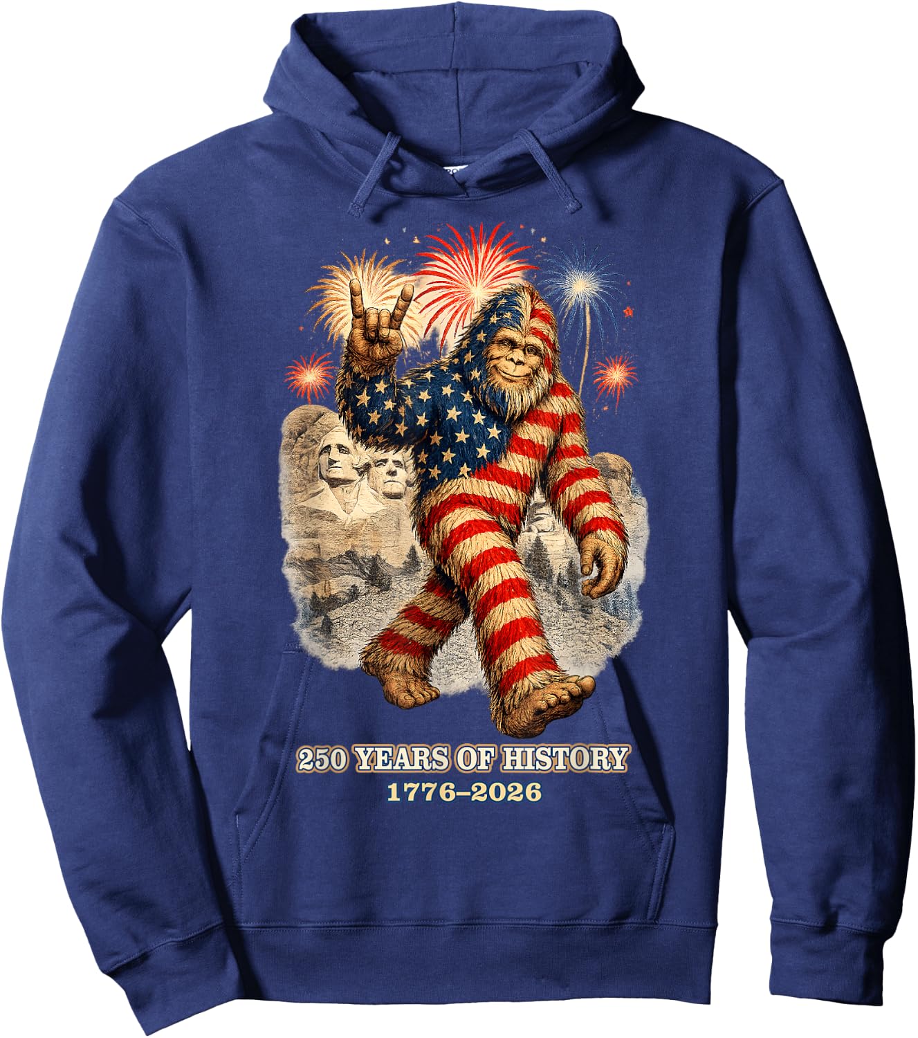Patriotic Bigfoot Firework 1776 2026 Gifts Women Kid Hoodie - Hoodie | Navy