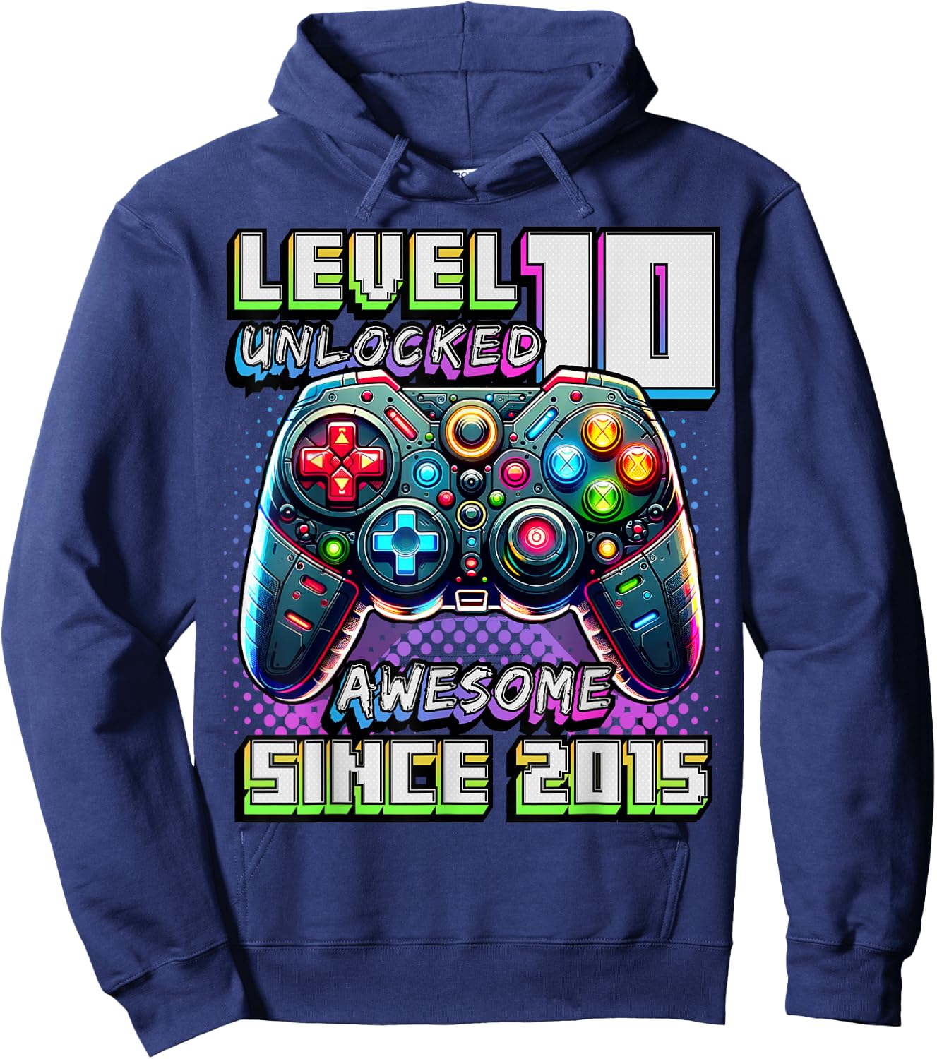10th Birthday Boy Level 10 Gamer 10 Year Video Game Party Hoodie - Hoodie | Navy