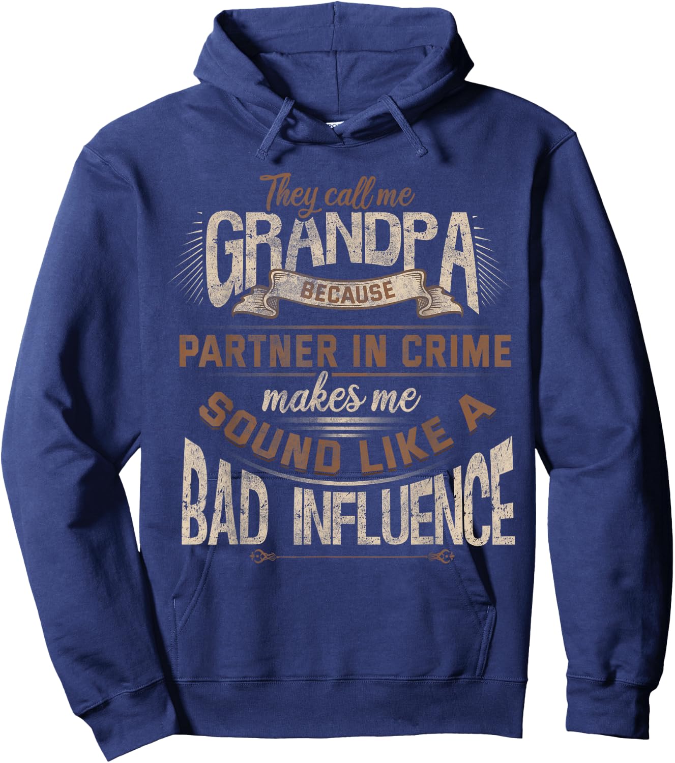 Funny Grandpa, Partner in Crime Phrase, Granddad Humor Hoodie - Hoodie | Navy