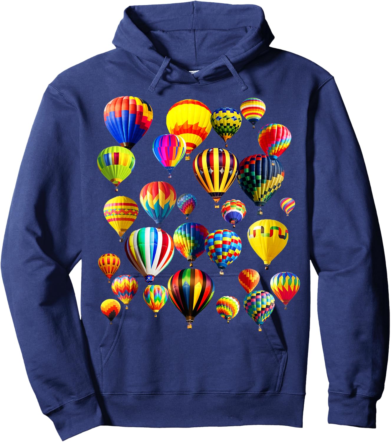 Colorful Cute Hot Air Balloon Ride Vacation Flying Balloons Hoodie - Hoodie | Navy