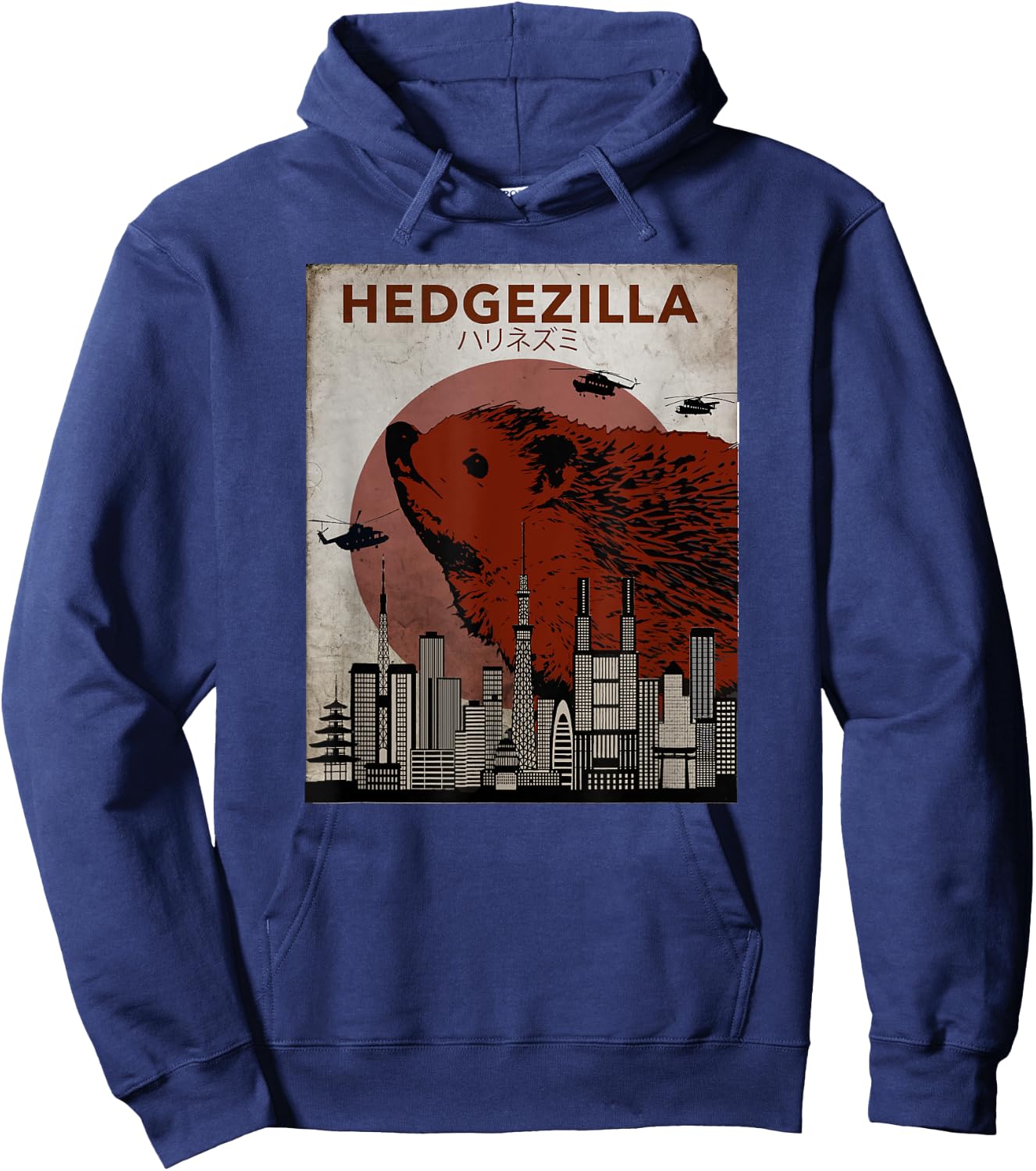 Rare HedGZilla Movie Poster Style Graphic Hedgehog Art Hoodie - Hoodie | Navy
