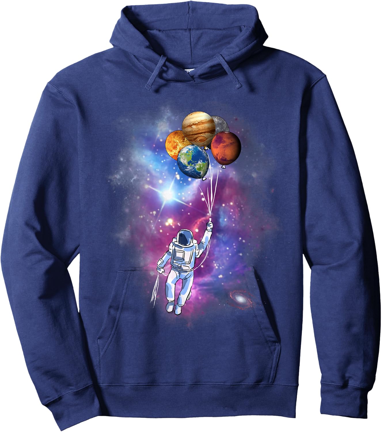 Spaceman Planet Balloon Galaxy Outer Space Astronaut Hoodie - Hoodie | Navy