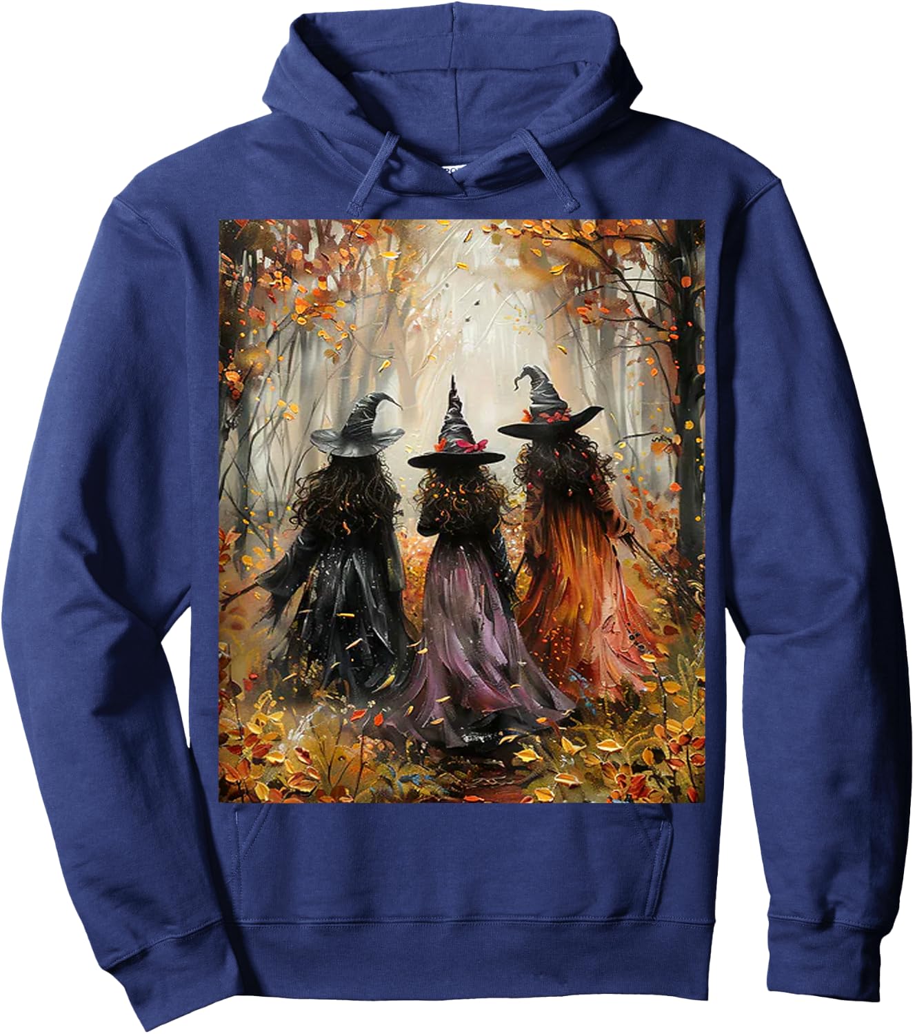Autumn Three Witches Leaves Painting Art Hoodie - Hoodie | Navy