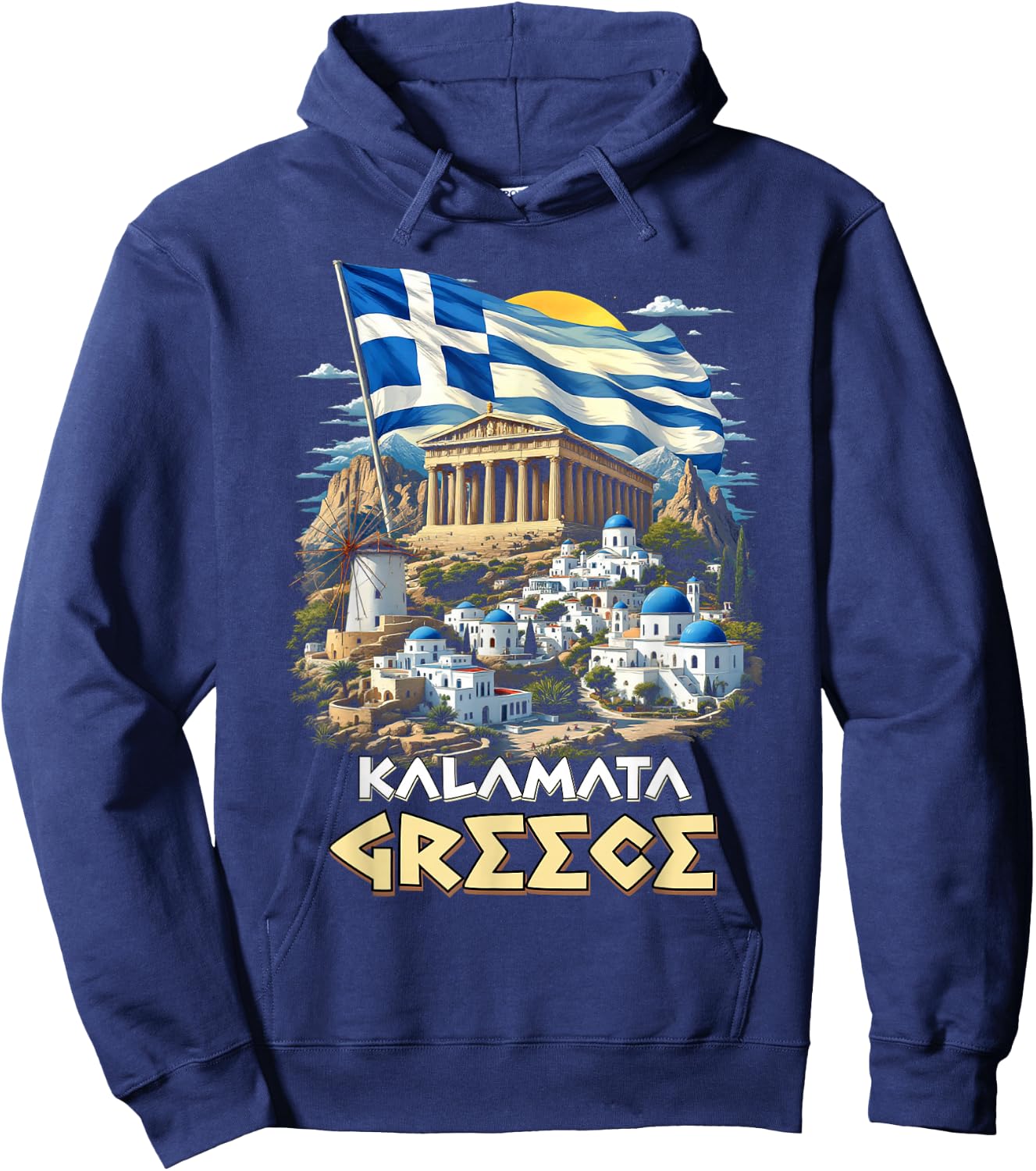 Kalamata Greece Flag Kalamata Souvenir Travel Vacation Hoodie - Hoodie | Navy