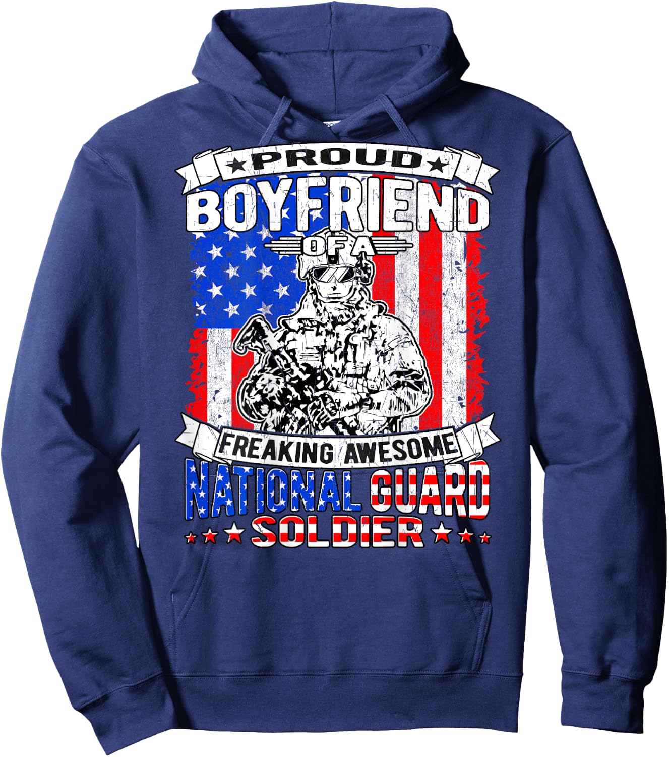 Proud Boyfriend of A National Guard Soldier Military Lover Hoodie - Hoodie | Navy