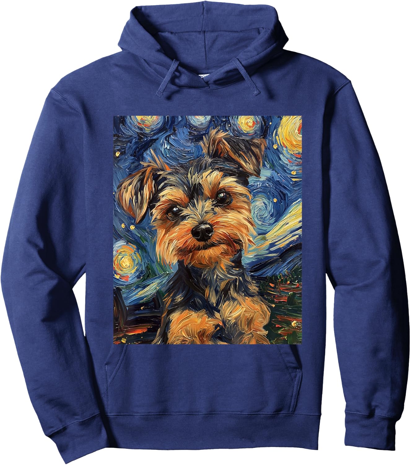 Yorkshire Terrier Yorkie Dog Van Gogh Style Starry Night Hoodie - Hoodie | Navy