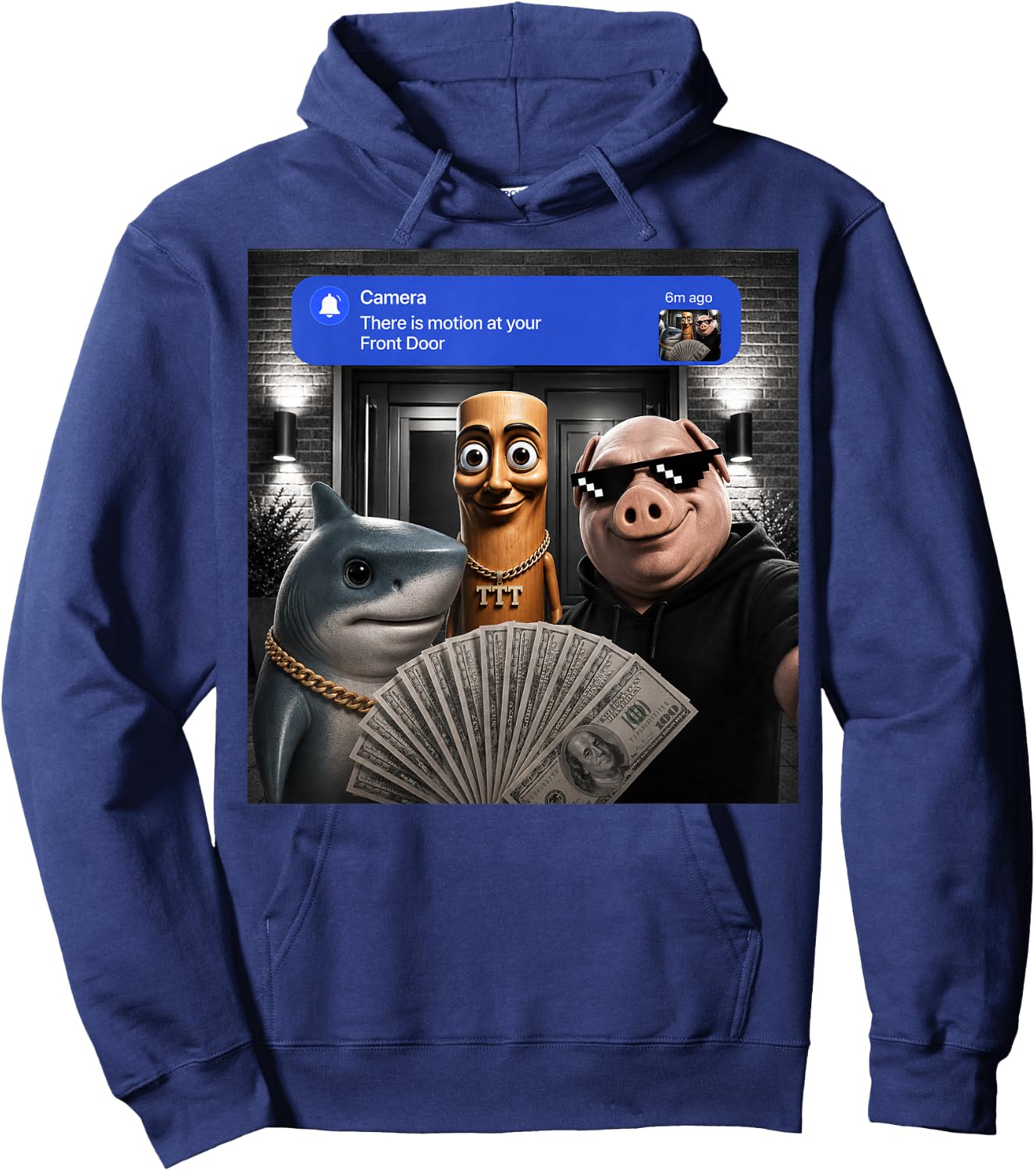 Funny Meme Tung Tung Tung Sahur John Pork Tralalero Tralala Hoodie - Hoodie | Navy