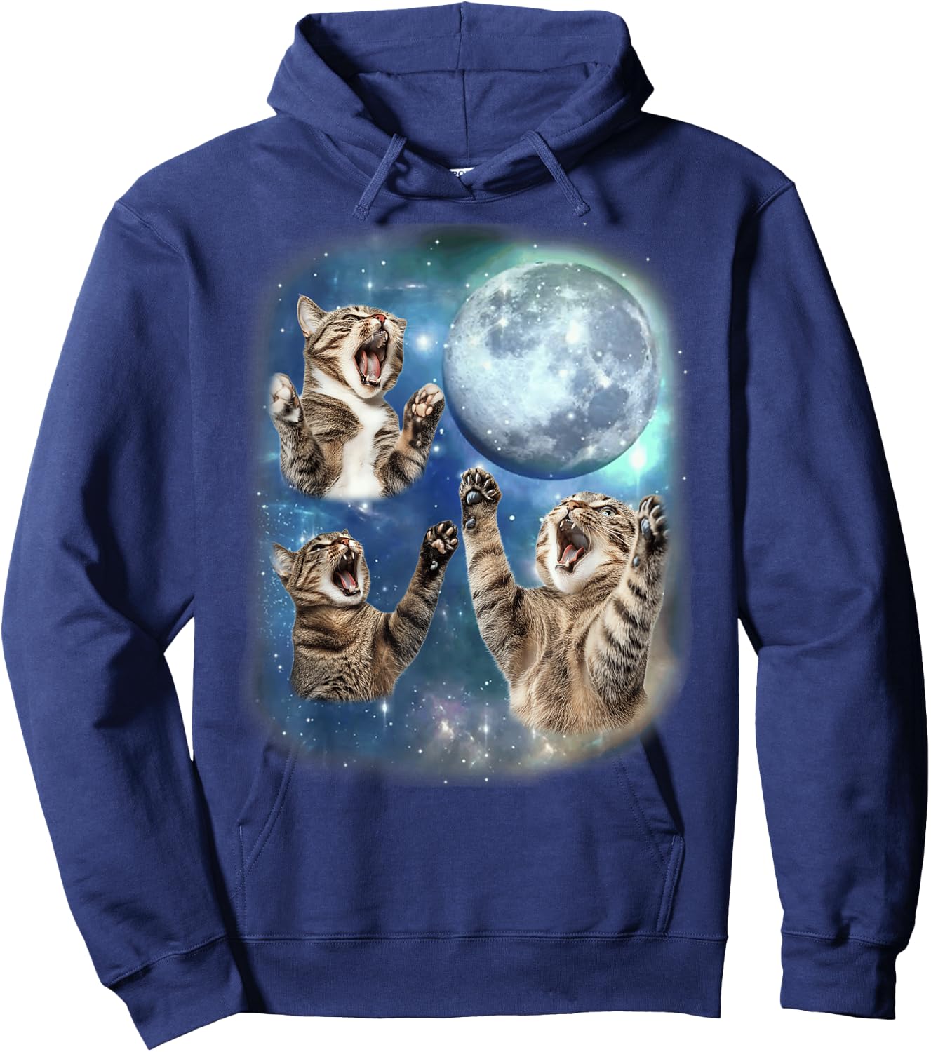 Cat Three Cat Moon 3 Cute Cats Kitten Graphic Funny Hoodie - Hoodie | Navy