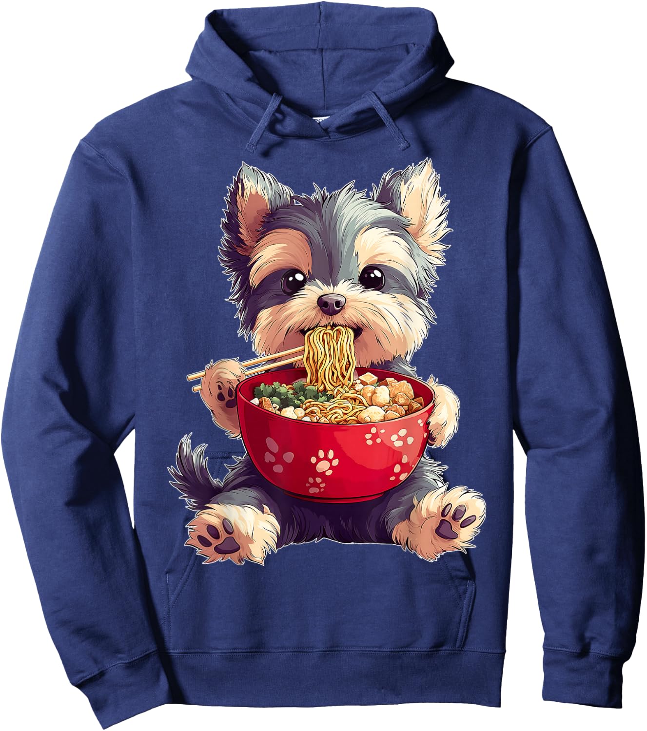 Yorkshire Terrier Yorkie Dog Japanese Ramen Noodles Kawaii Hoodie - Hoodie | Navy