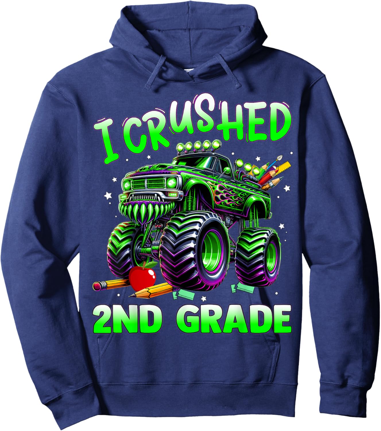 I Crushed 2nd Grade Last Day of School Boys Hoodie - Hoodie | Navy