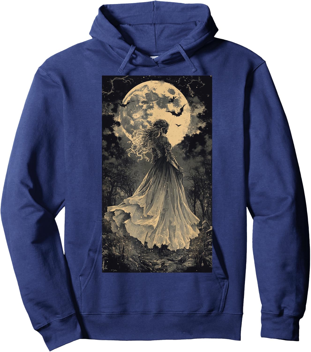 Beautiful Witch Gothic Fantasy Vampire Moonlight Hoodie - Hoodie | Navy
