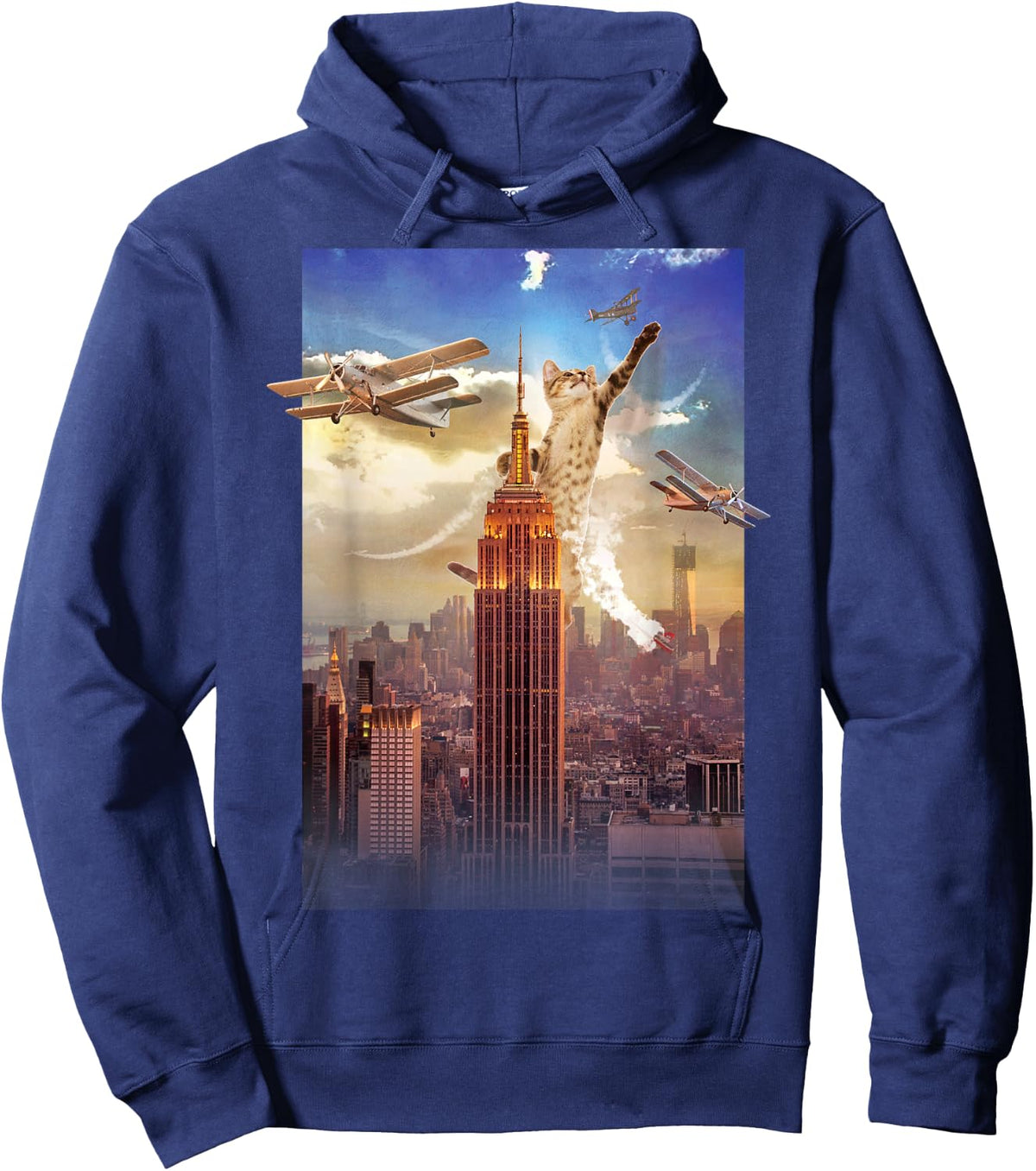 Crazy Kitty Kong, Funny and Cute Cat by Zany Brainy Hoodie - Hoodie | Navy