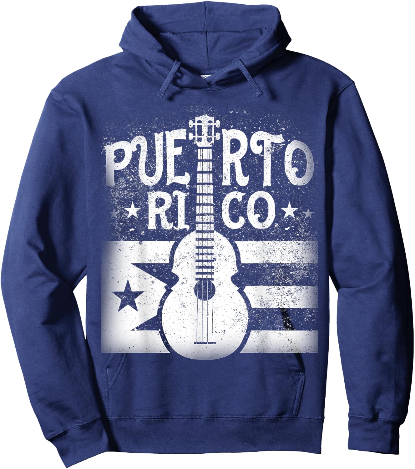 Puerto Rican | Cuatro Guitar Puerto Rico Flag T Shirt Hoodie - Hoodie | Navy