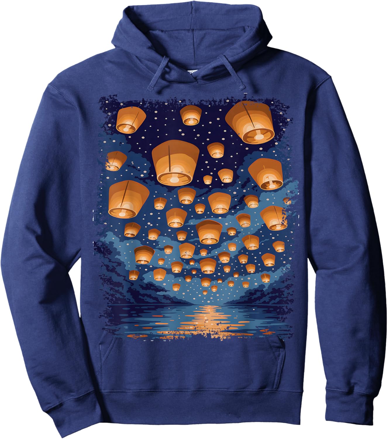 Floating Lantern Sky Festival Art Hoodie - Hoodie | Navy