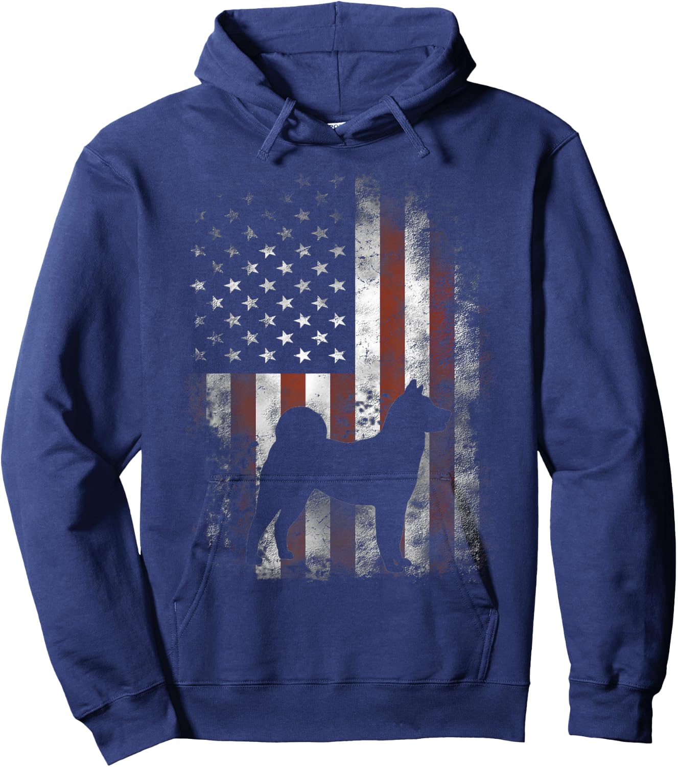 Akita Inu American Flag Patriotic 4th Of July Hoodie - Hoodie | Navy