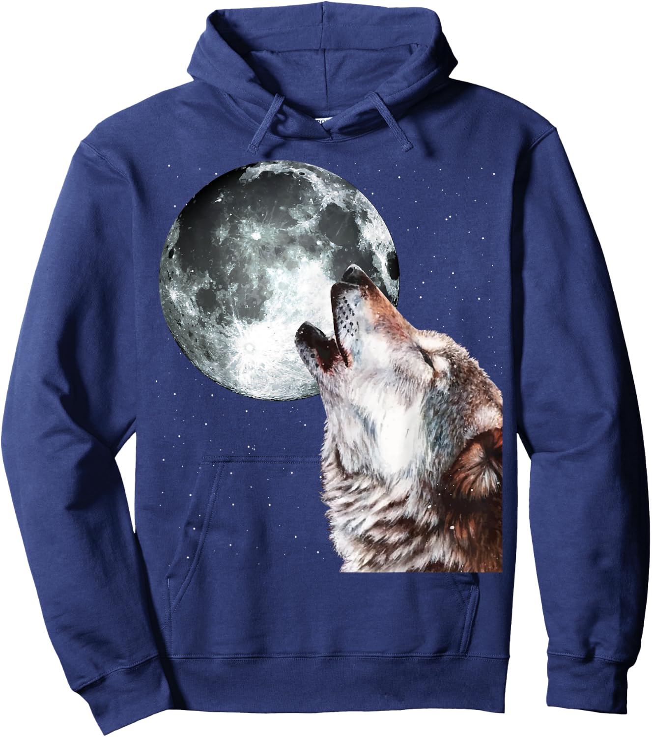 Howling Wolf At The Full Moon Men Women Wolf Lover Hoodie - Hoodie | Navy