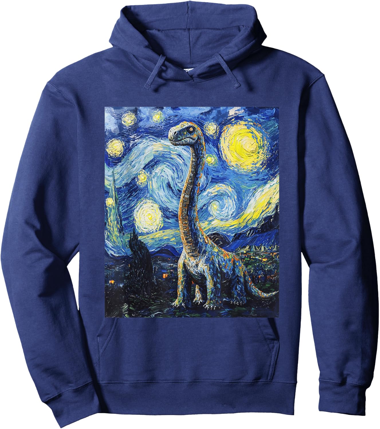 Brachiosaurus Dinosaur Dino - Van Gogh Style - Starry Night Hoodie - Hoodie | Navy