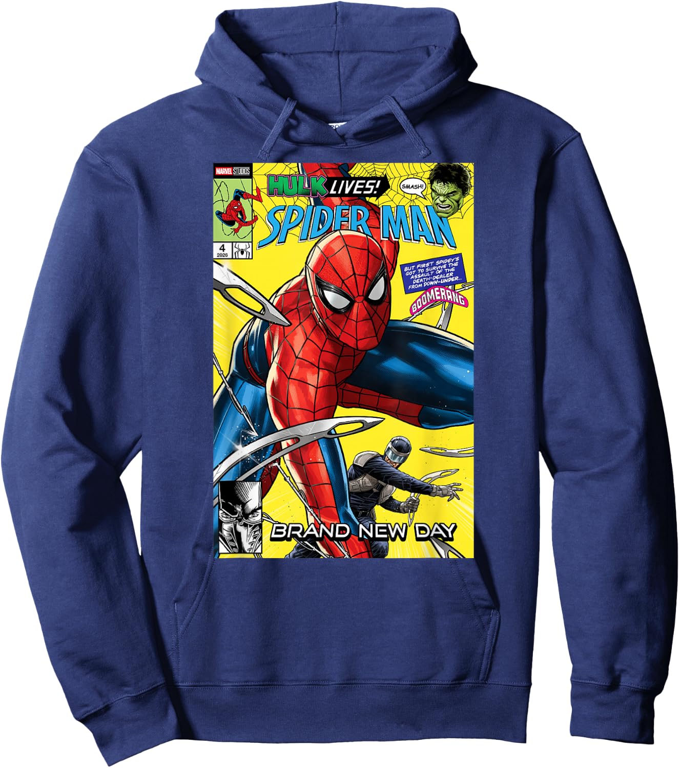 Marvel Spider-Man: BND Movie 2026 Hulk Boomerang Comic Cover Hoodie - Hoodie | Navy