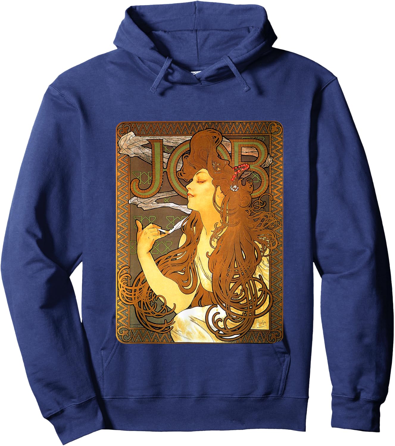 Job Alphonse Mucha 1896 Art Nouveau History Hoodie - Hoodie | Navy