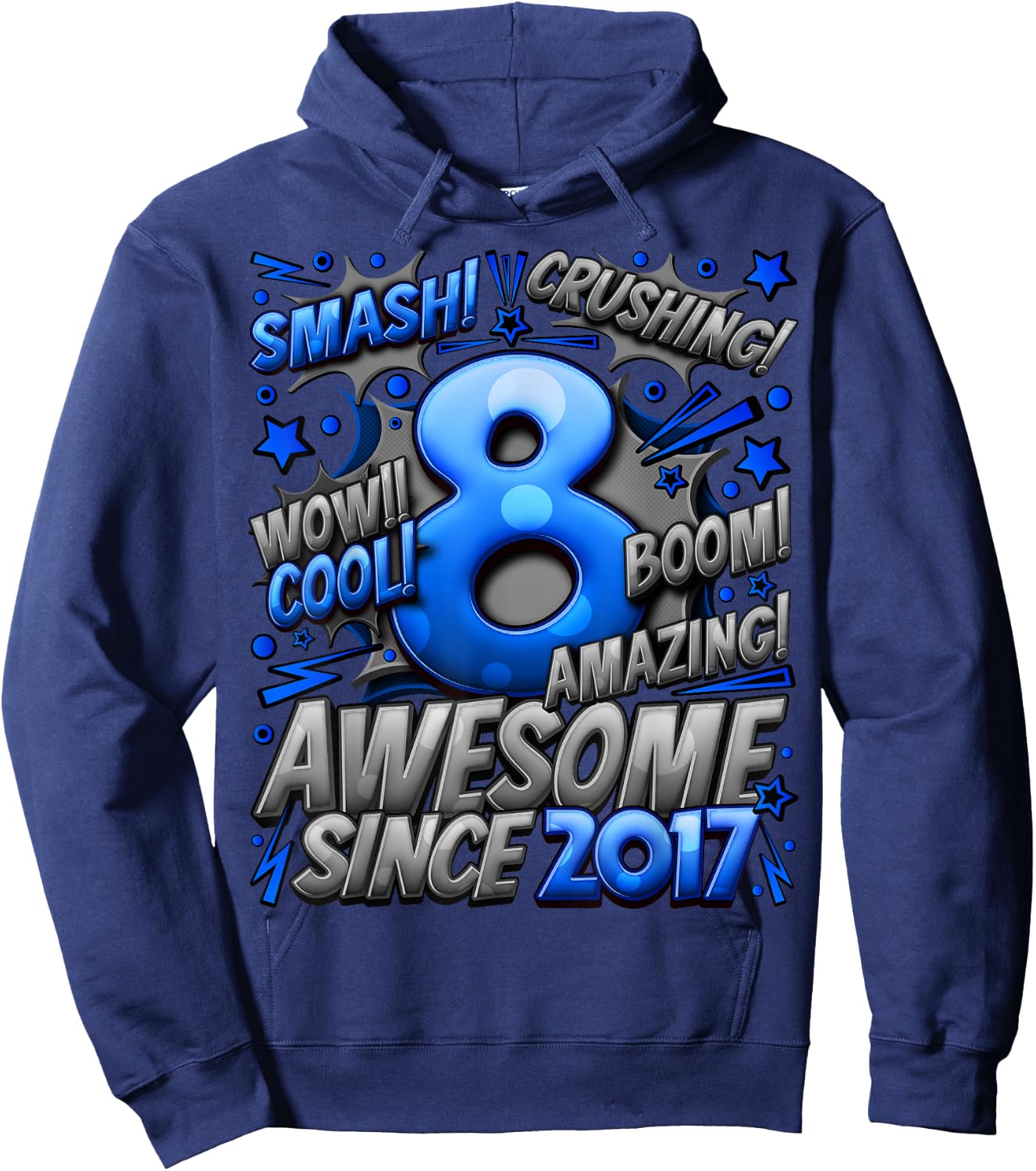 New Comic Style Birthday Gifts 2025 For Boys 8 Year Old Boy Kids Black Small Cotton 70% Polyester 30% Short Sleeve Hoodie - Hoodie | Navy