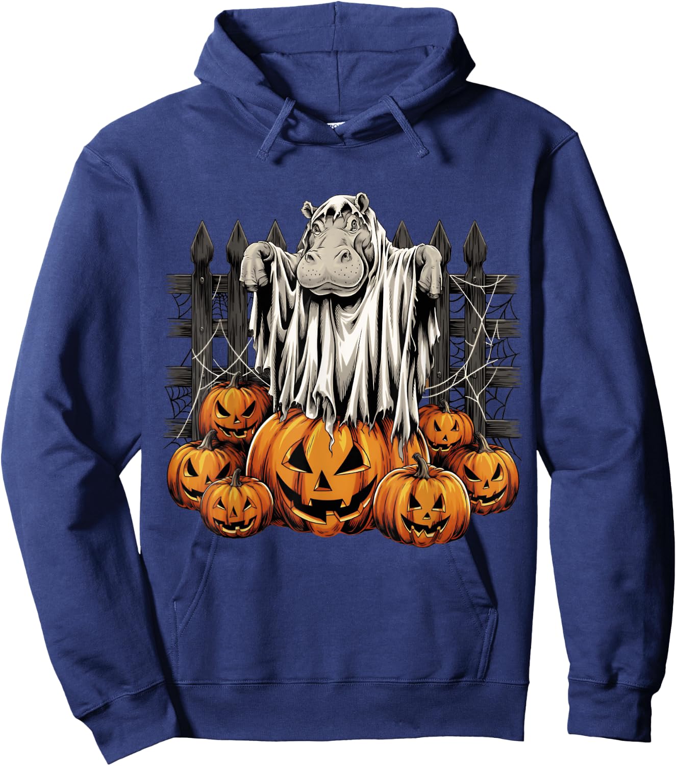 Halloween Hippo Ghost and Pumpkins Costume Hoodie - Hoodie | Navy
