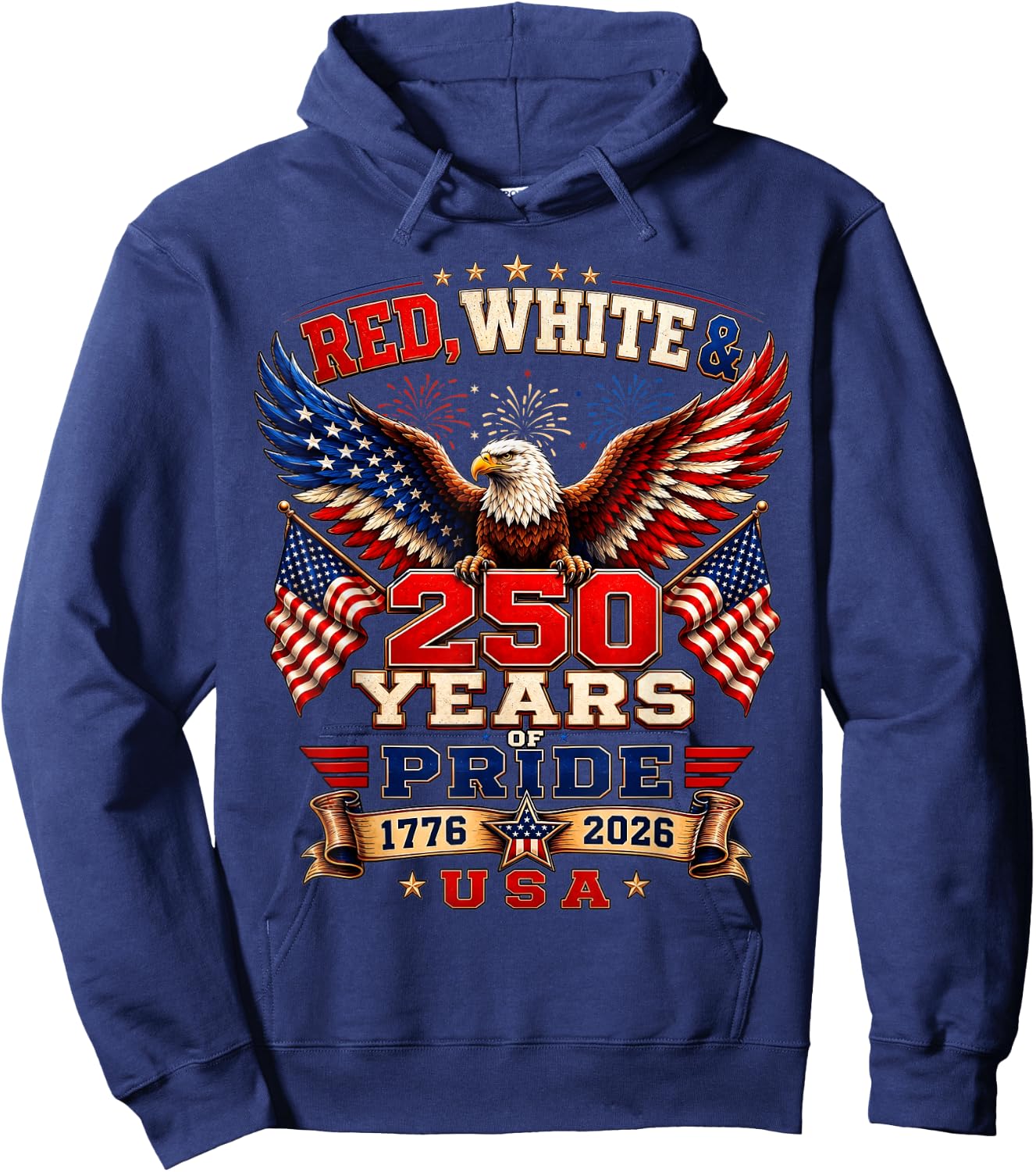 250th Anniversary USA Red White and 250 Years of Pride Hoodie - Hoodie | Navy