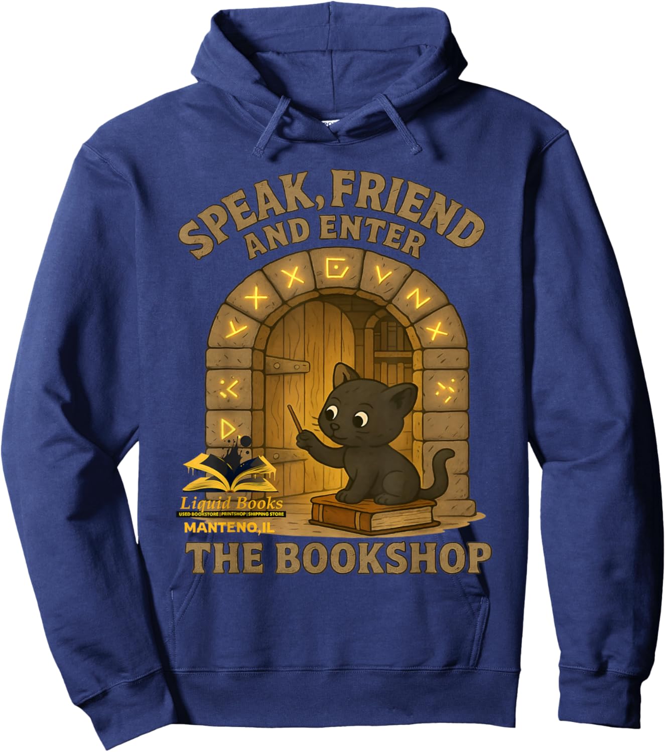 Speak Friend Enter Funny Bookshop Magic Black Panther Design Hoodie - Hoodie | Navy
