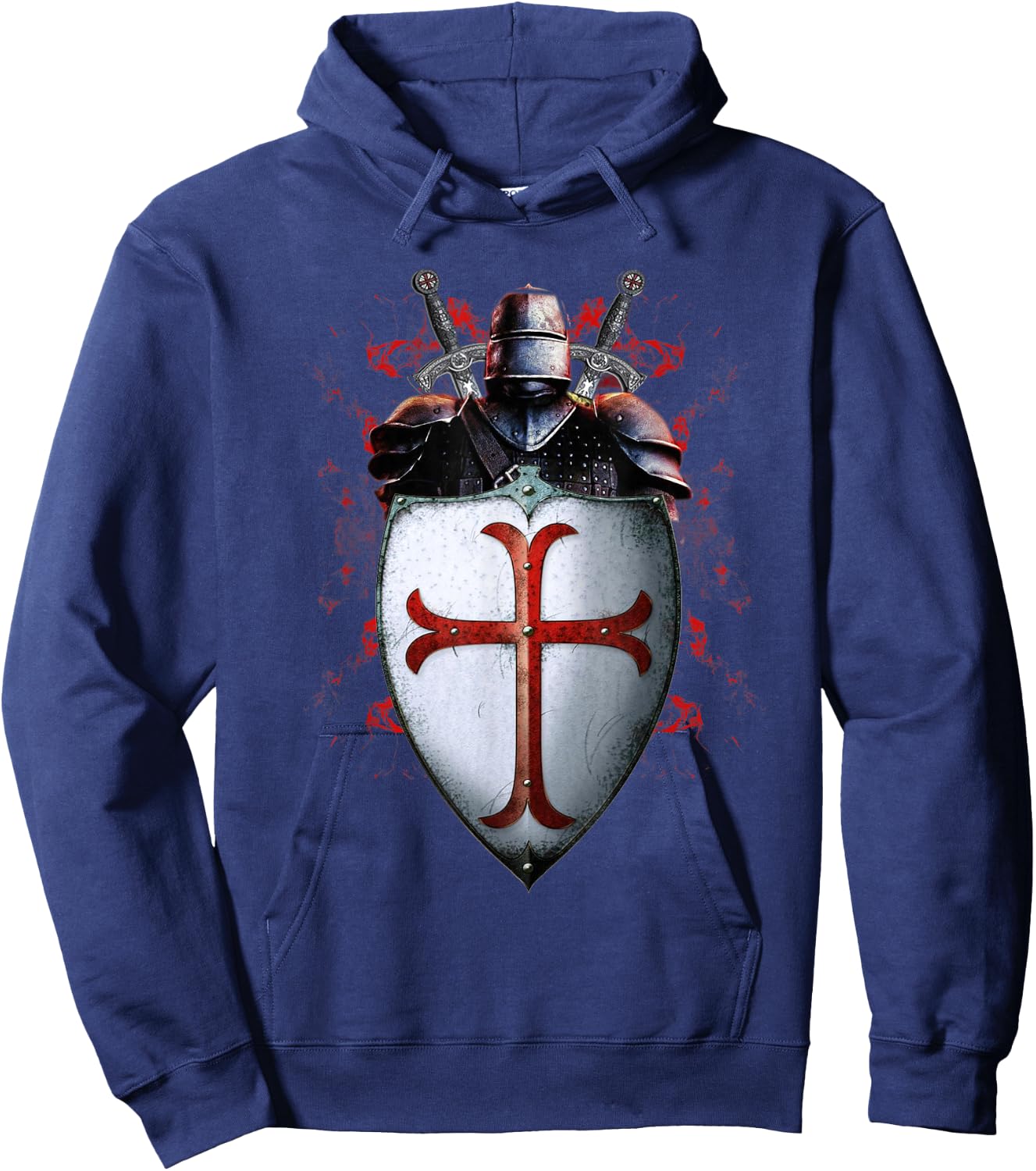 Knights Templar Flag Helmet Cross Sword Gift Hoodie - Hoodie | Navy