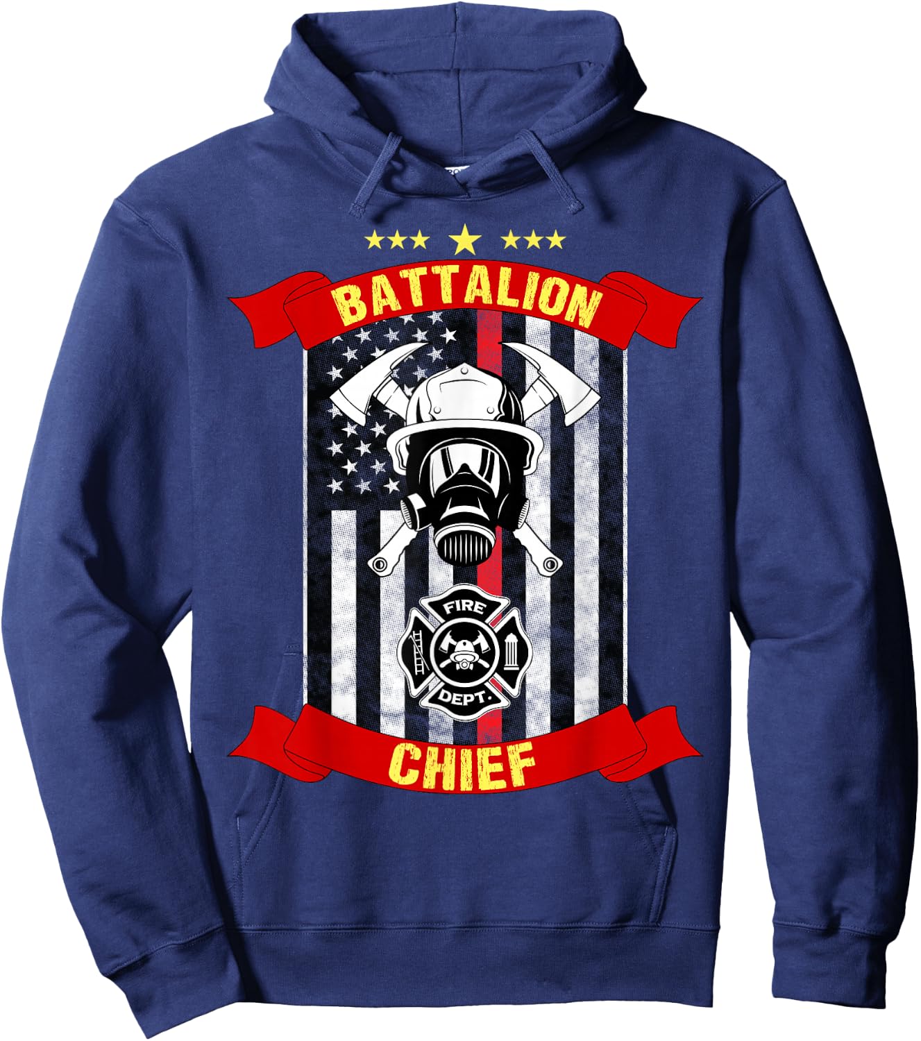 Battalion Chief American Firefighter Fireman Hero Design Hoodie - Hoodie | Navy