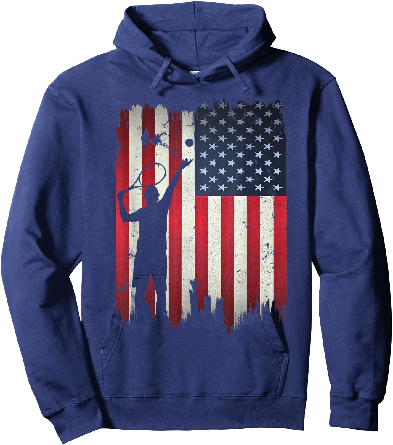 Tennis USA American Flag 4th of July Patriotic Sports Women Kids Men Hoodie - Hoodie | Navy