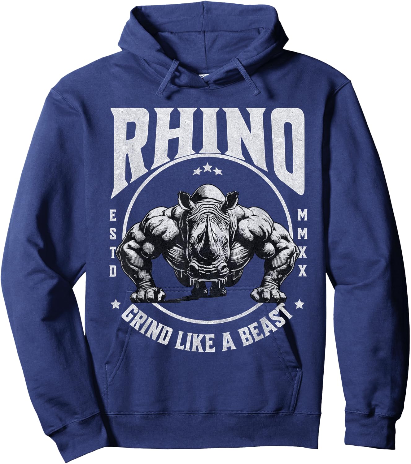 Rhino Grind Like a Beast Pushup Gym Motivation Workout Hoodie - Hoodie | Navy