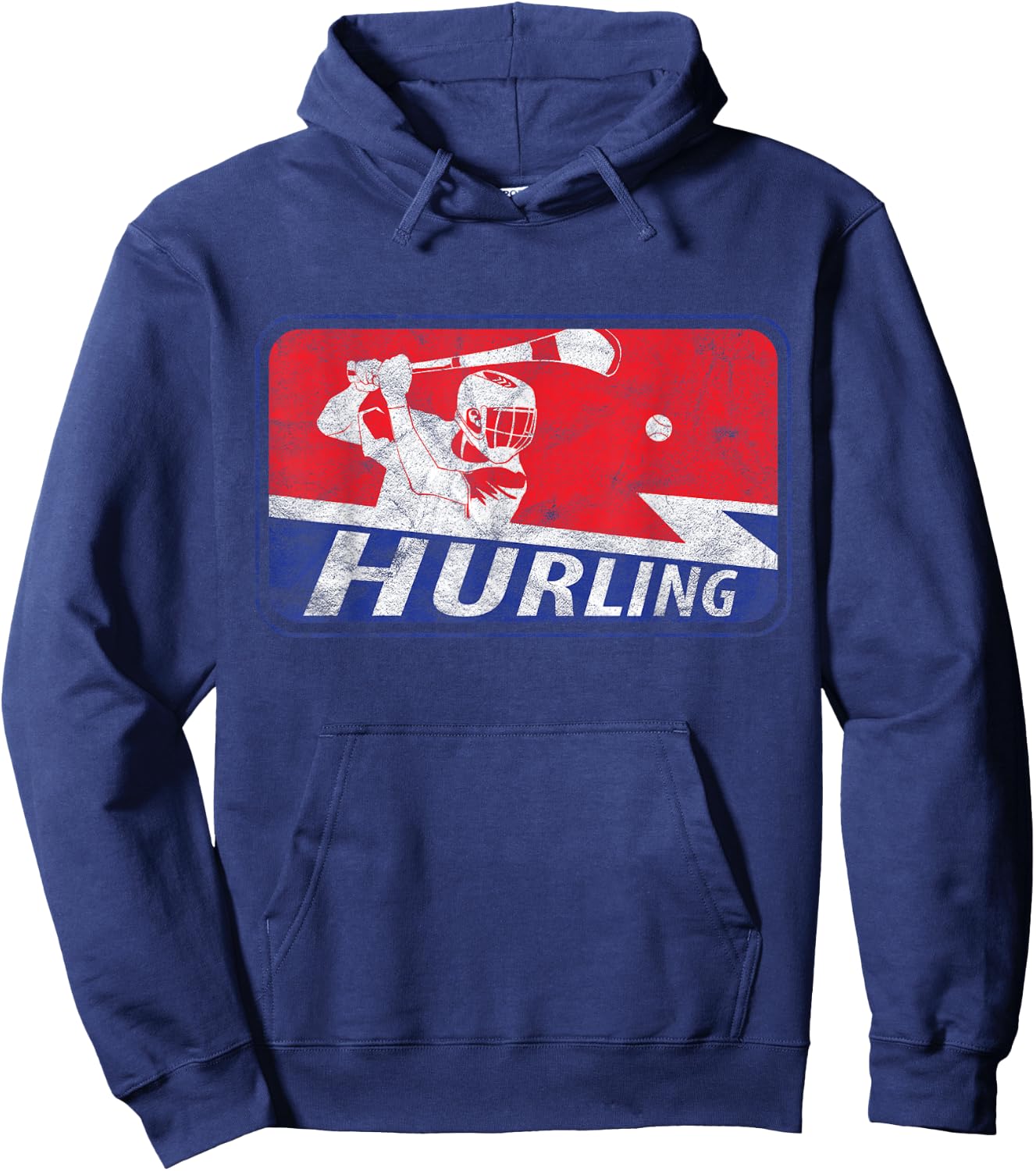 Ireland National Sport Hurling Player Irish Sliotar Stick Hoodie - Hoodie | Navy