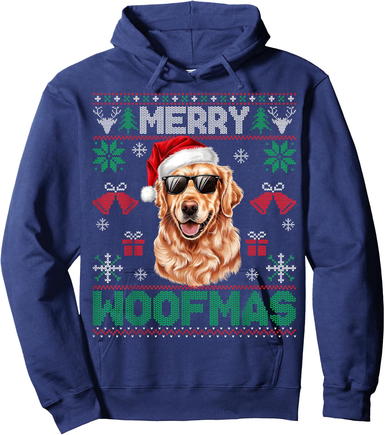 Golden Retrievers Merry Christmas Woofmas Dog Lover Mom Dad Men Women Kids Hoodie - Hoodie | Navy