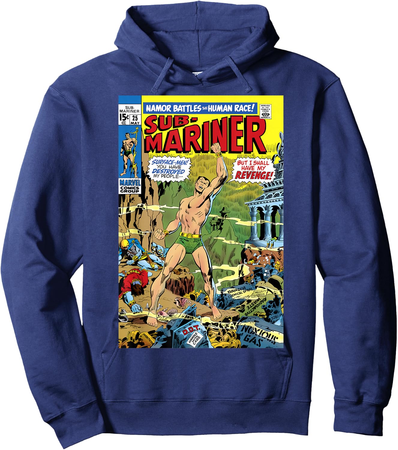 Marvel Namor The Sub-Mariner Battles The Human Race Comic Hoodie - Hoodie | Navy