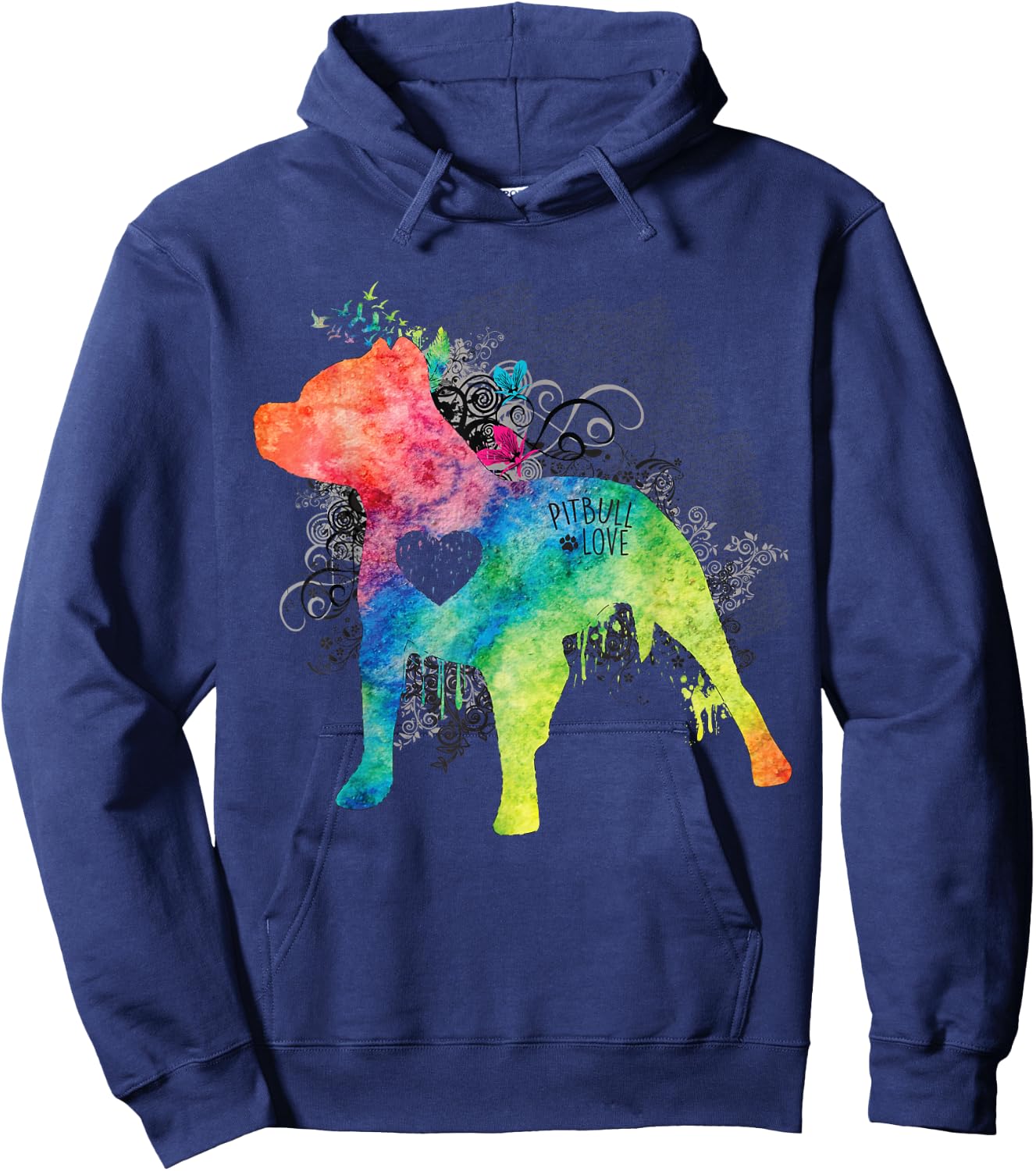 Pitbull Love Watercolor Zen - Pit bull Shirt Hoodie - Hoodie | Navy