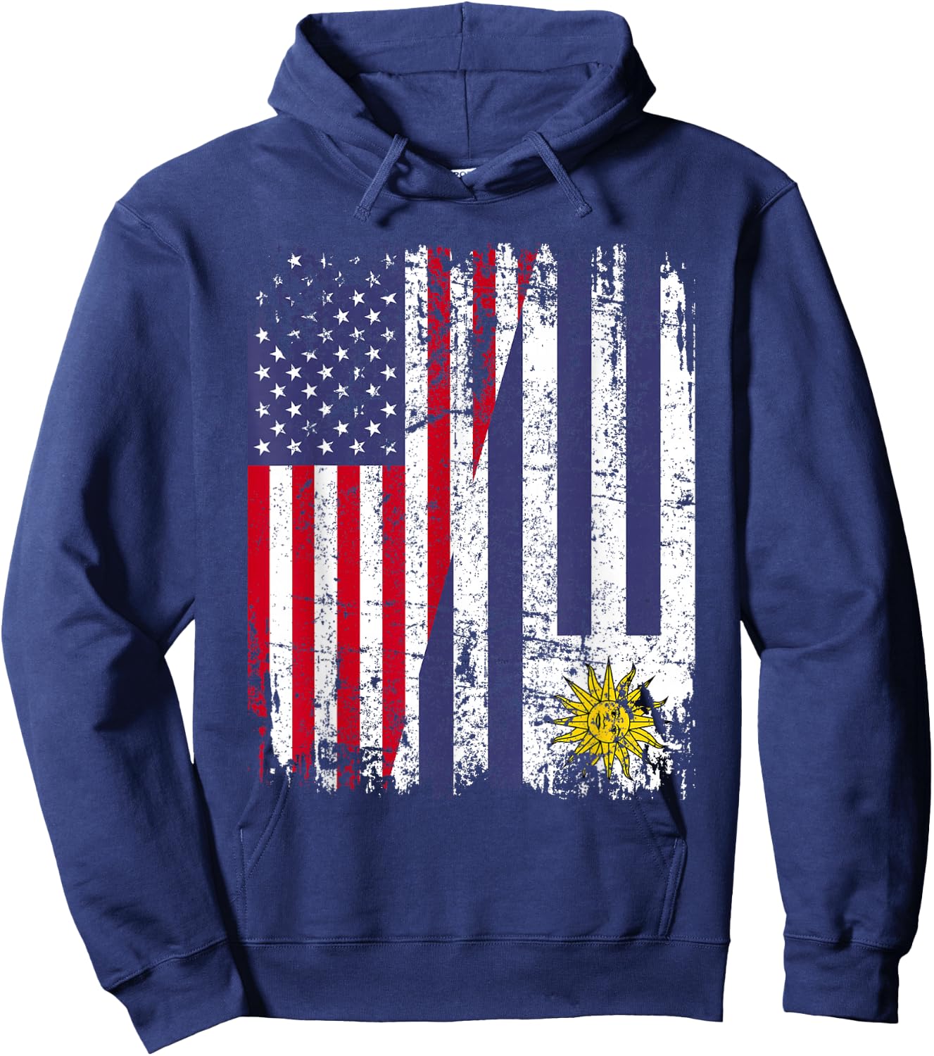 Uruguayan Roots | Half American Flag | Uruguay Hoodie - Hoodie | Navy