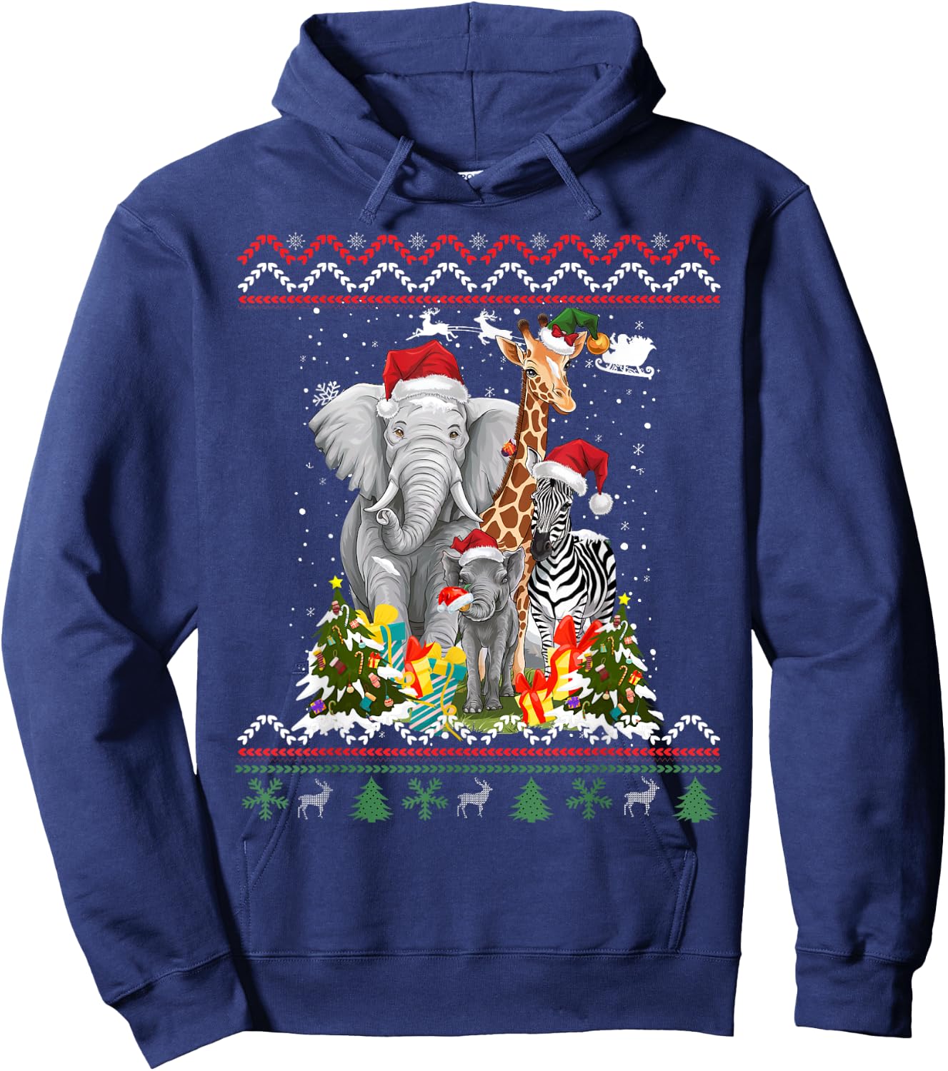 Forest Animals Christmas Idea Kids Jungle Animal Christmas Hoodie - Hoodie | Navy