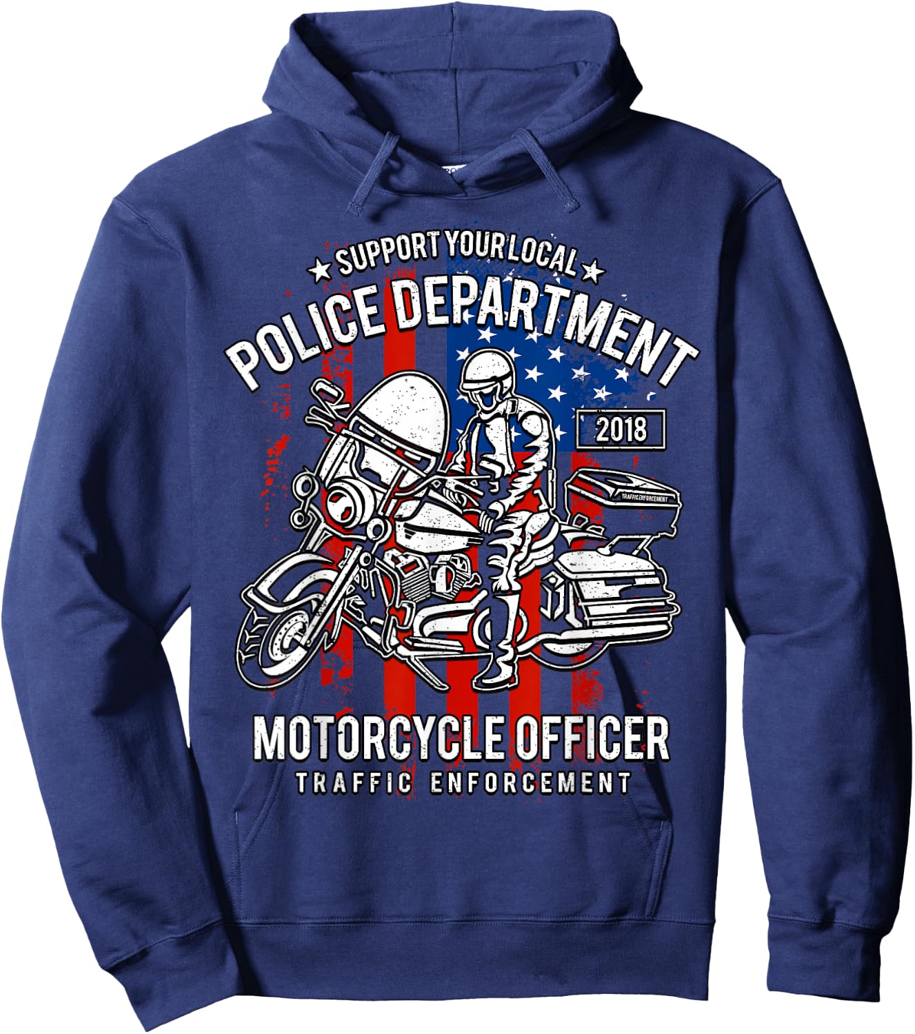 Police Motorcycle Hoodie - Hoodie | Navy
