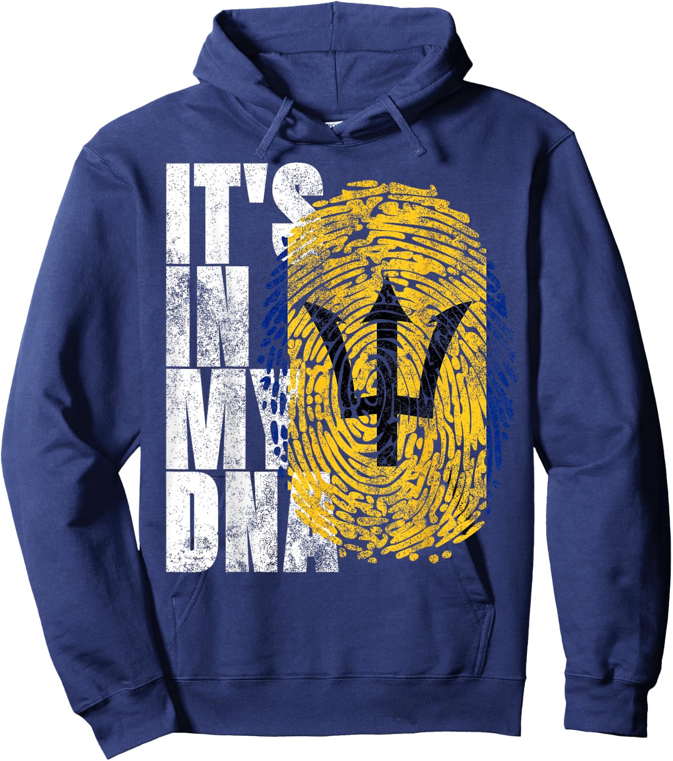It's In My DNA Barbados Gifts Trident Bajan Barbadian Flag Hoodie - Hoodie | Navy