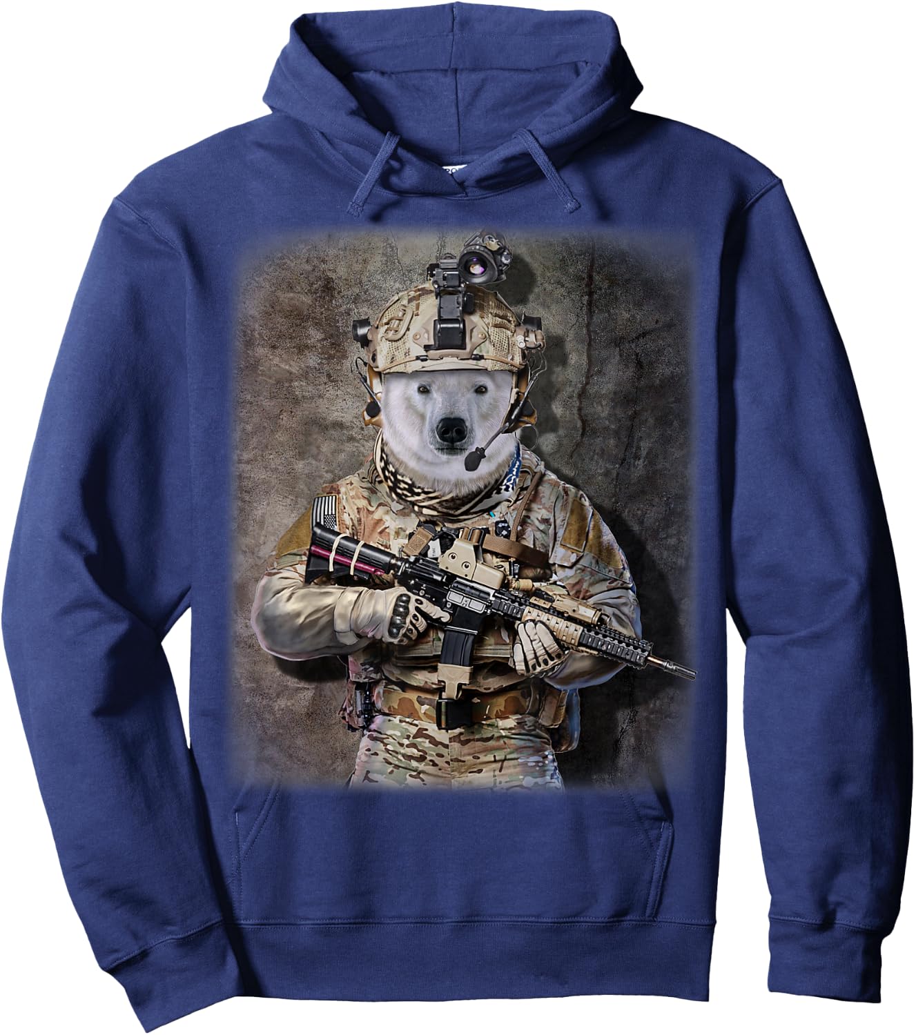 Polar Bear as Army Commando in Full Tactical Gear Hoodie - Hoodie | Navy