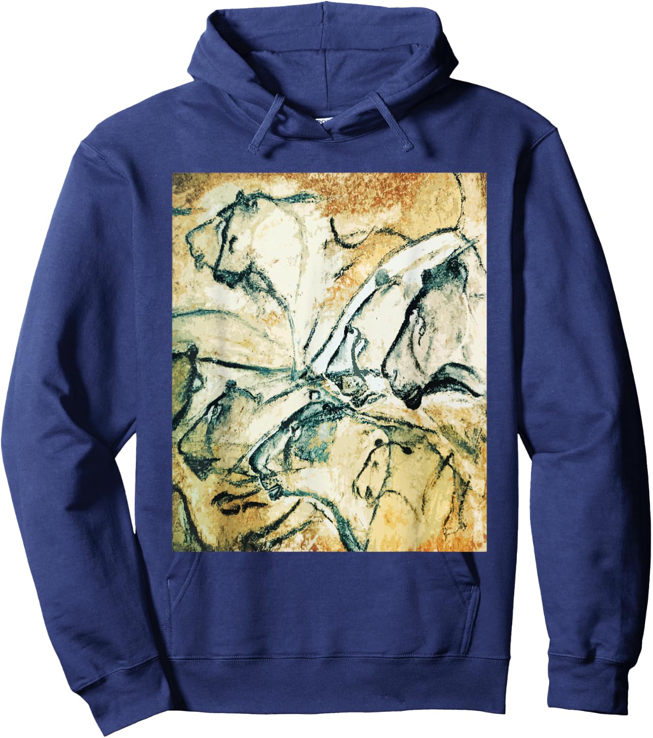 Lions From Chauvet Cave - Rock Art Petroglyph Archaeology Hoodie - Hoodie | Navy