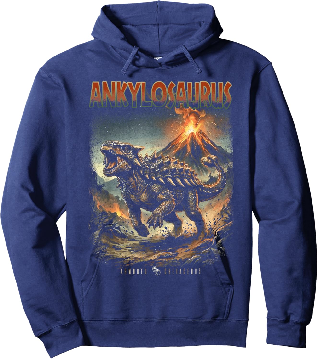 Vintage Ankylosaurus 90s Bootleg Dinosaur Prehistoric Dino Hoodie - Hoodie | Navy