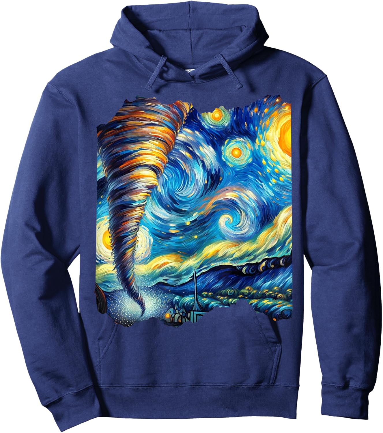 Tornado Van Gogh Art Painting Star Sky Night Nature Weather Hoodie - Hoodie | Navy
