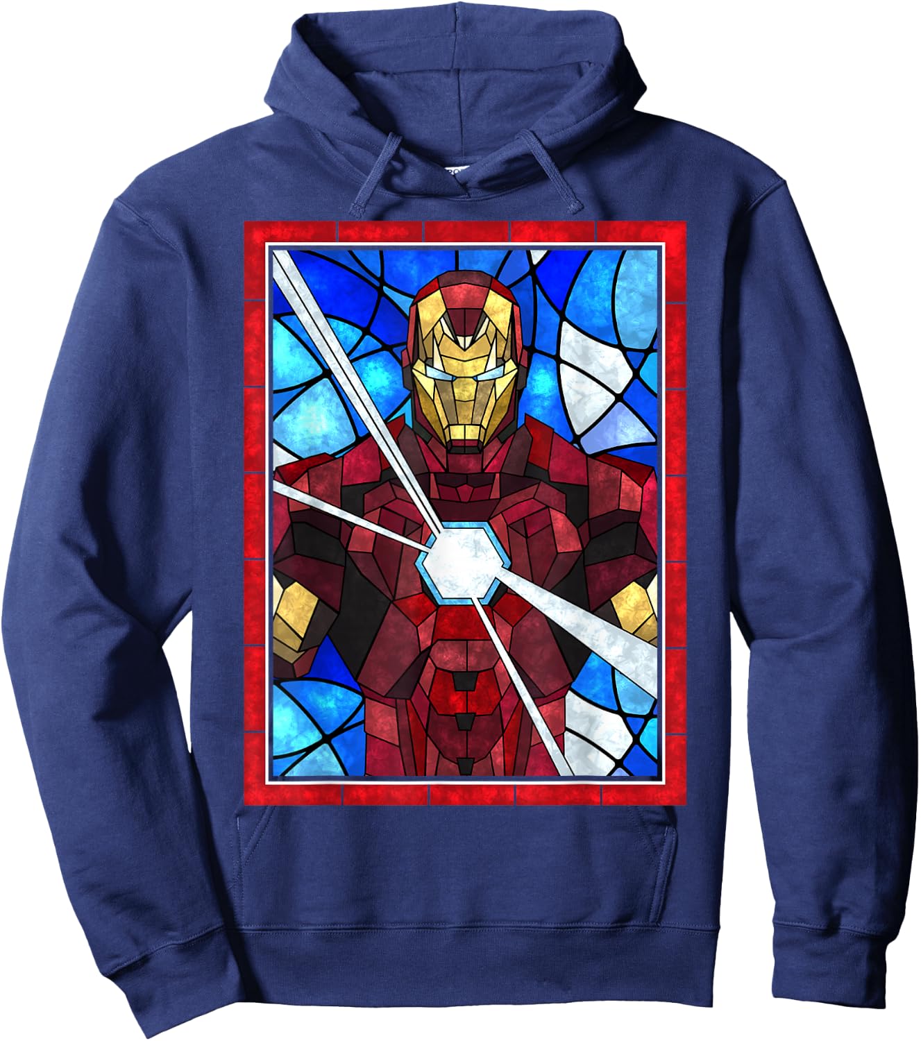 Marvel Iron Man Arc Reactor Beams Stained Glass Portrait Hoodie - Hoodie | Navy