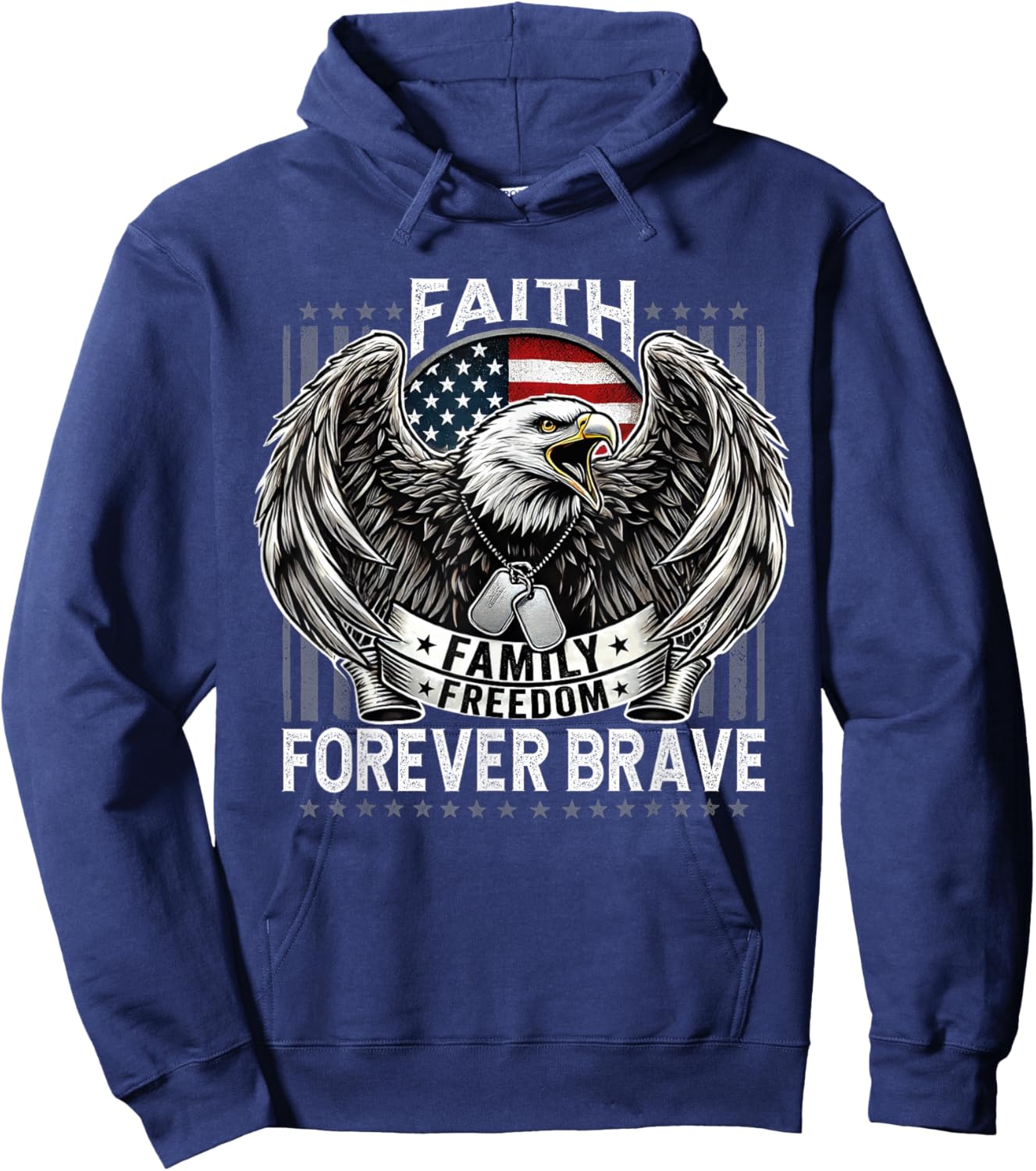 Faith Family Freedom Patriotic Forever Brave Conservative Hoodie - Hoodie | Navy