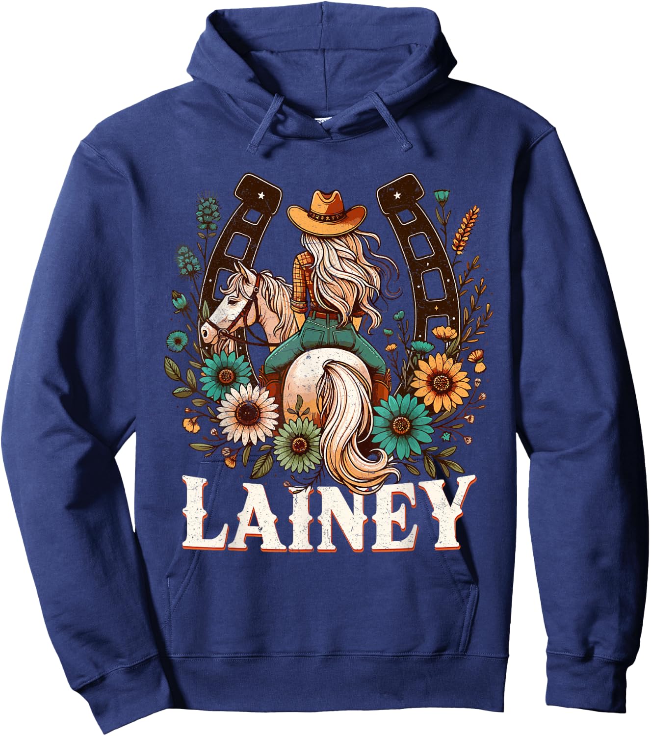 Lainey Name Girl Personalized Name Cowgirl Hoodie - Hoodie | Navy