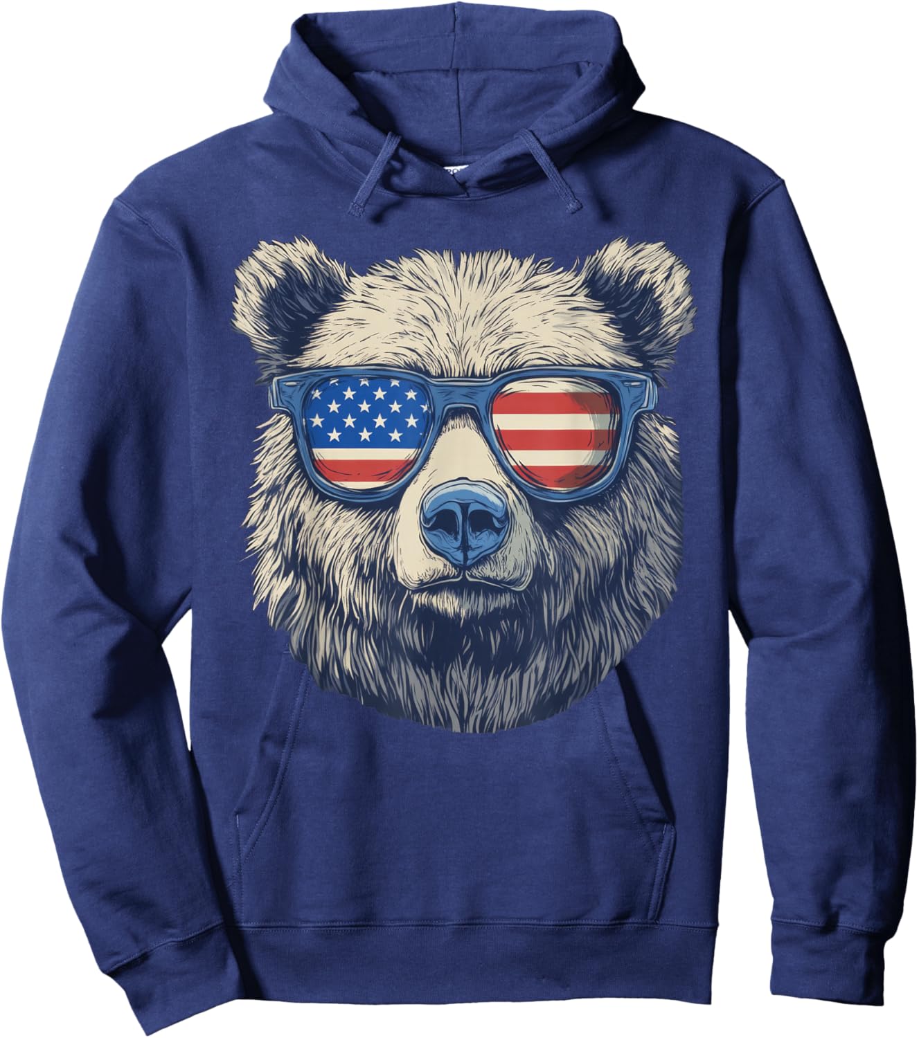 Bear Sunglasses American Flag 4th Of July Hoodie - Hoodie | Navy