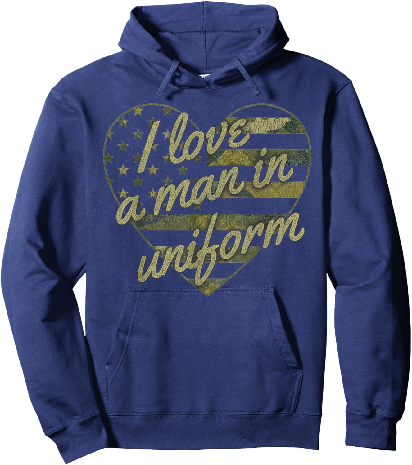 I Love A Man in Uniform Camouflage Heart Star Hoodie - Hoodie | Navy